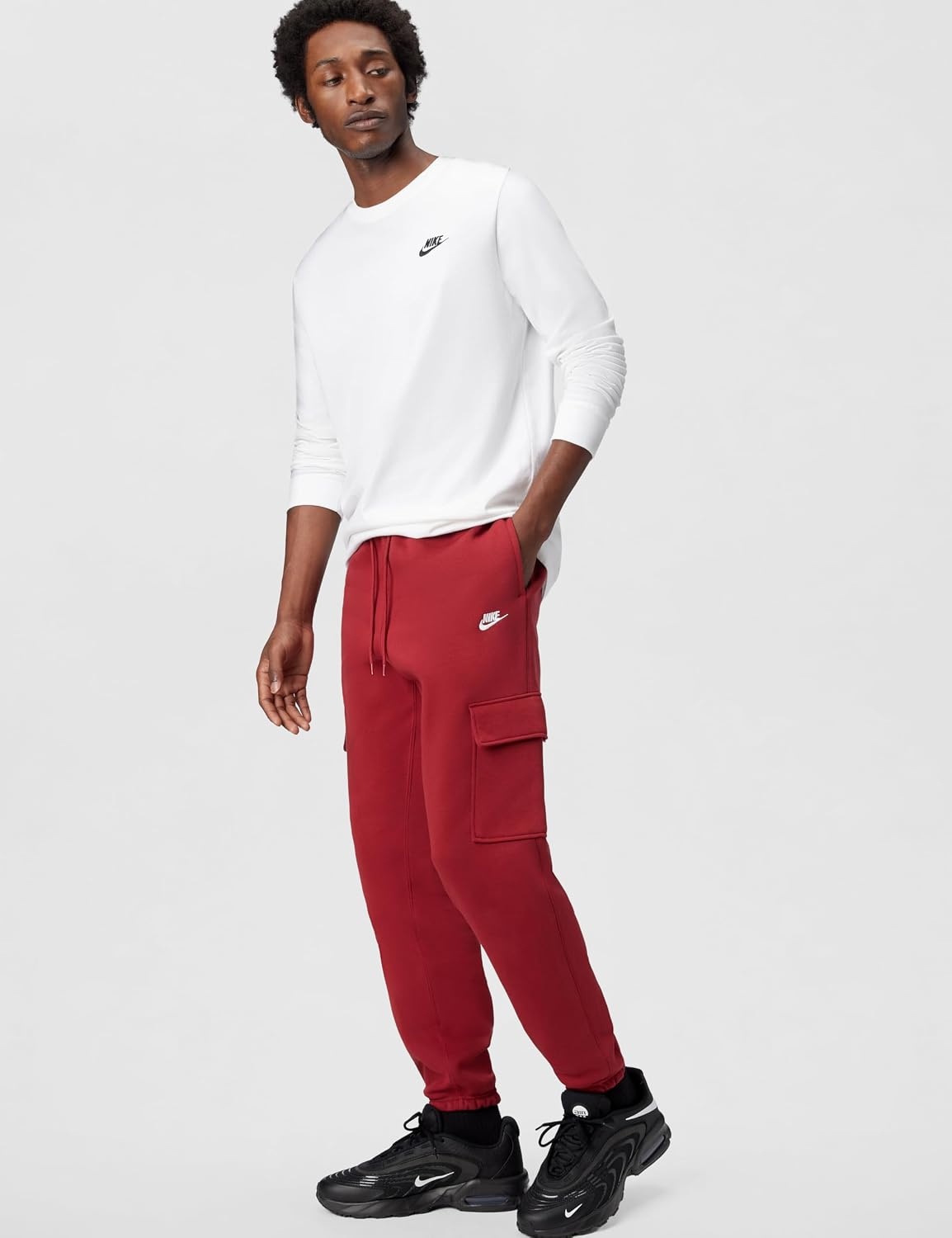 image:imageNike Mens Club Fleece Cargo PantsTeam CrimsonTeam CrimsonWhite