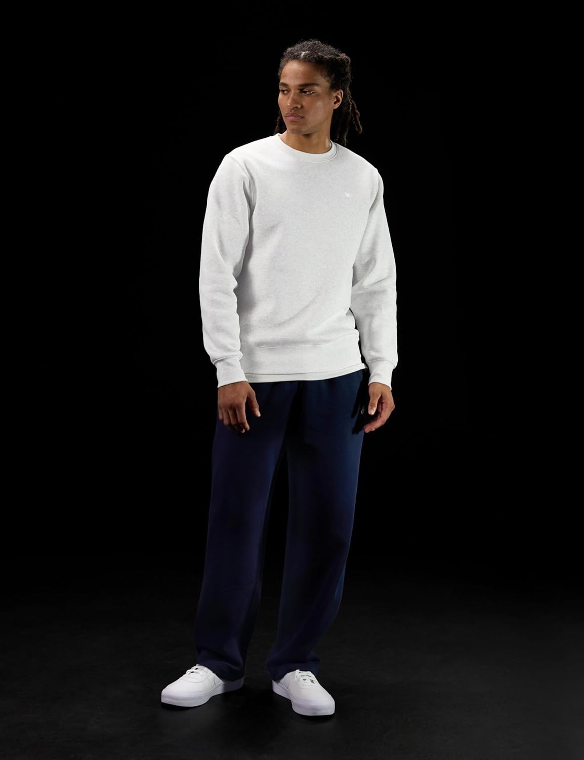 image:imageNike Mens Club Fleece Crew SweatshirtBirch HeatherWhite