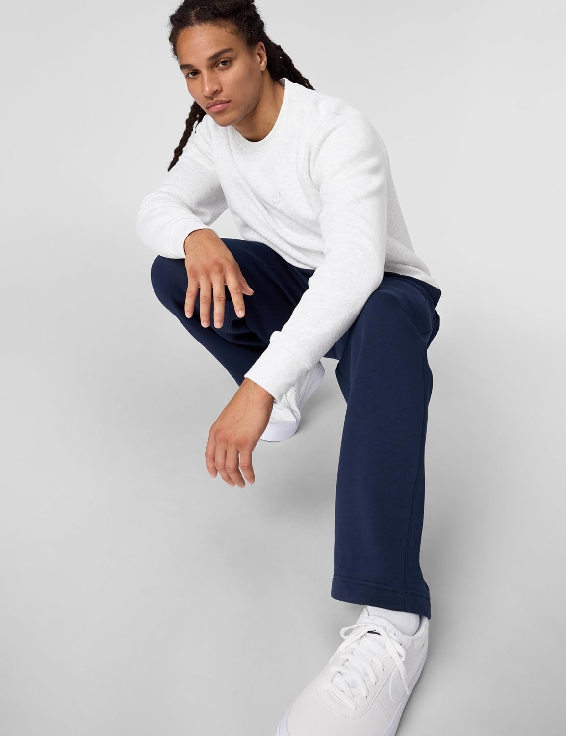 image:imageNike Mens Club Fleece Crew SweatshirtBirch HeatherWhite