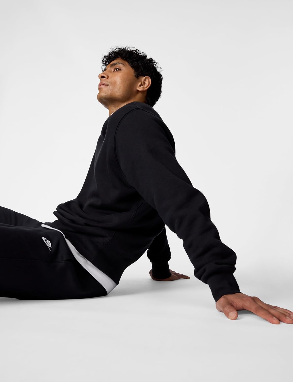 image:imageNike Mens Club Fleece Crew SweatshirtBlackWhite