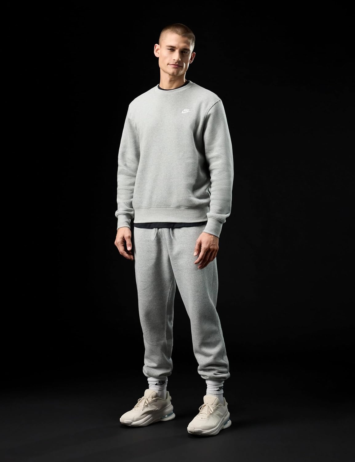 image:imageNike Mens Club Fleece Crew SweatshirtDark Grey HeatherWhite