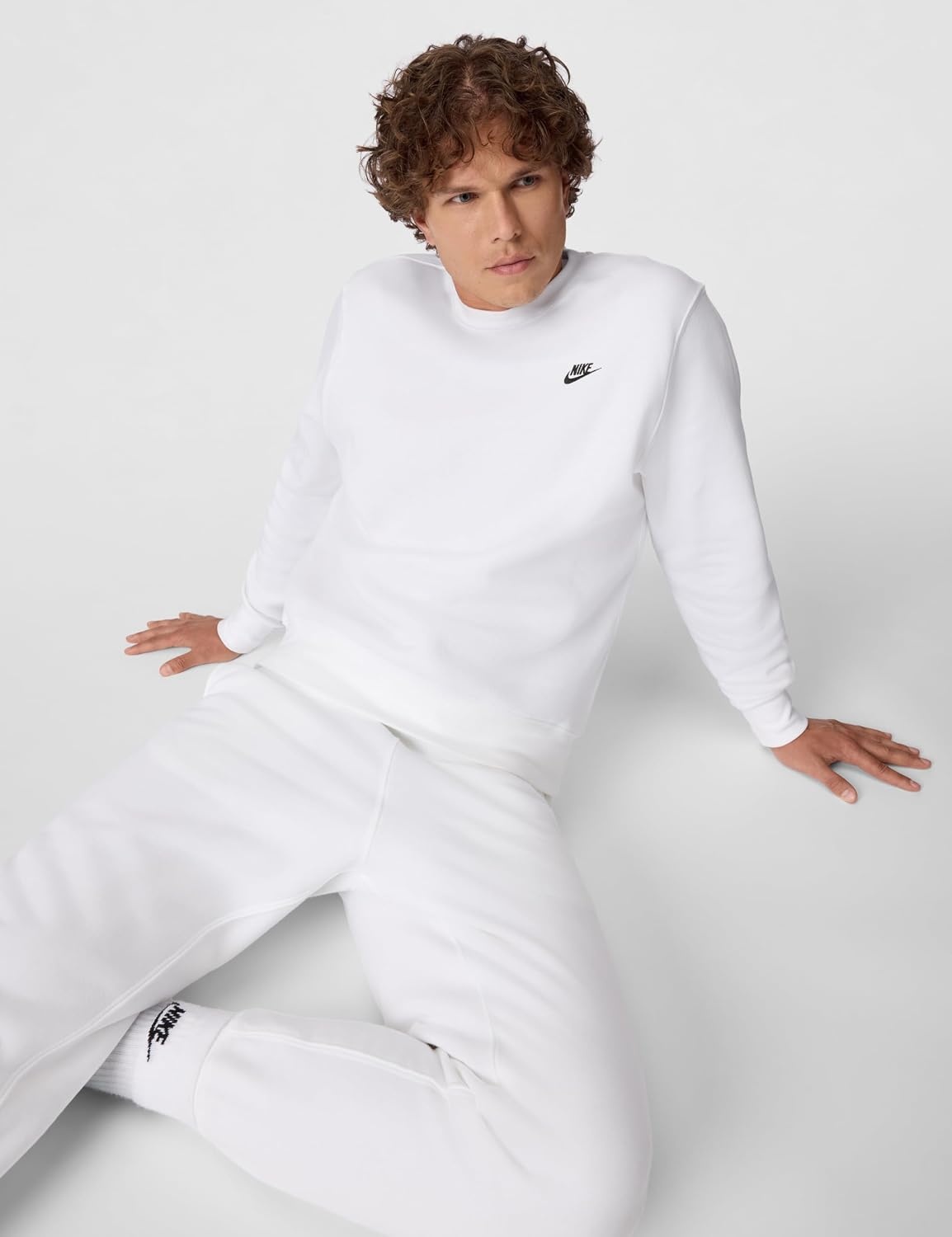image:imageNike Mens Club Fleece Crew SweatshirtWhiteBlack
