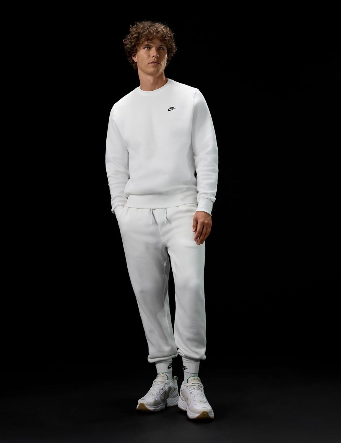 image:imageNike Mens Club Fleece Crew SweatshirtWhiteBlack