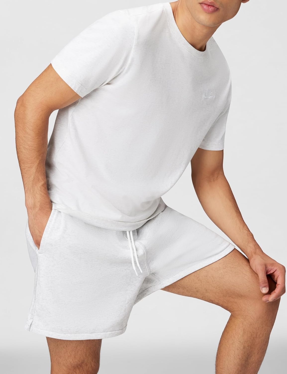 image:imageNike Mens Club French Terry Flow ShortsBirch HeatherWhiteWhite