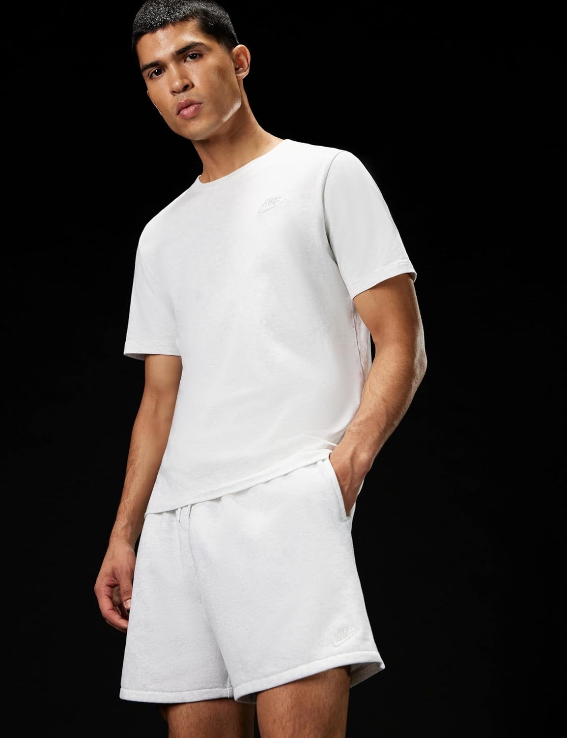 image:imageNike Mens Club French Terry Flow ShortsBirch HeatherWhiteWhite