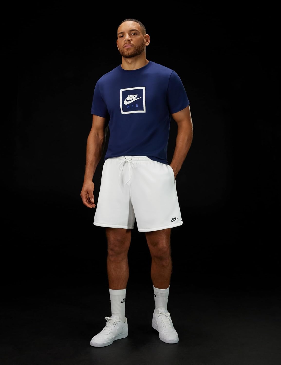 image:imageNike Mens Club French Terry Flow ShortsWhiteWhiteBlack