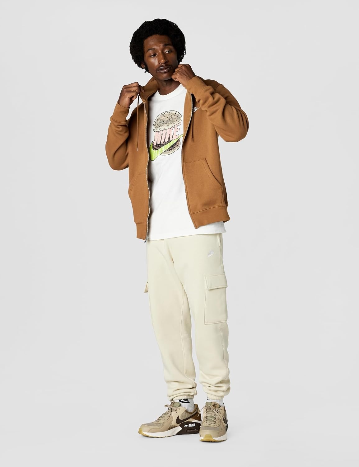 image:imageNike Mens Club Fullzip Fleece HoodieAle BrownAle BrownWhite