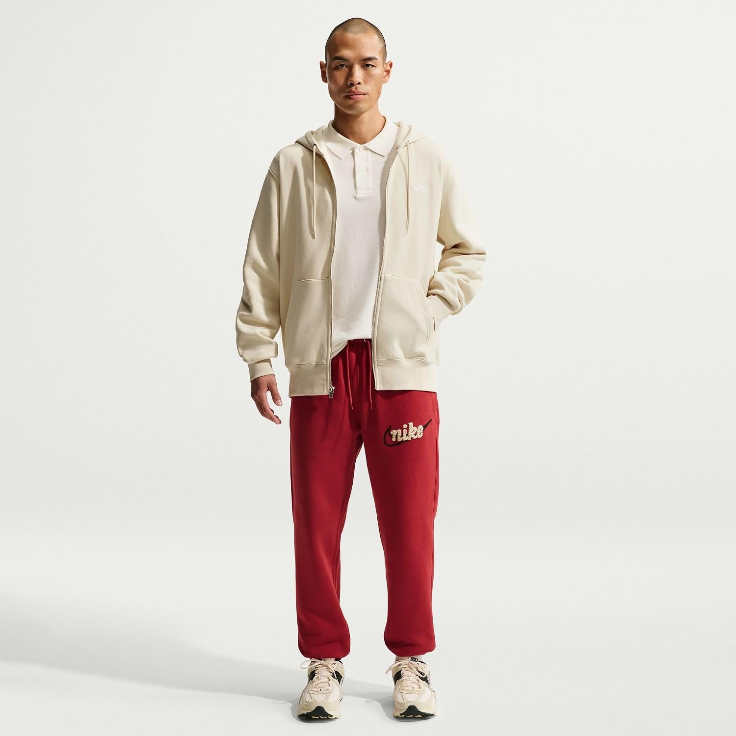 image:imageNike Mens Club Fullzip Fleece HoodieLight KhakiLight KhakiWhite