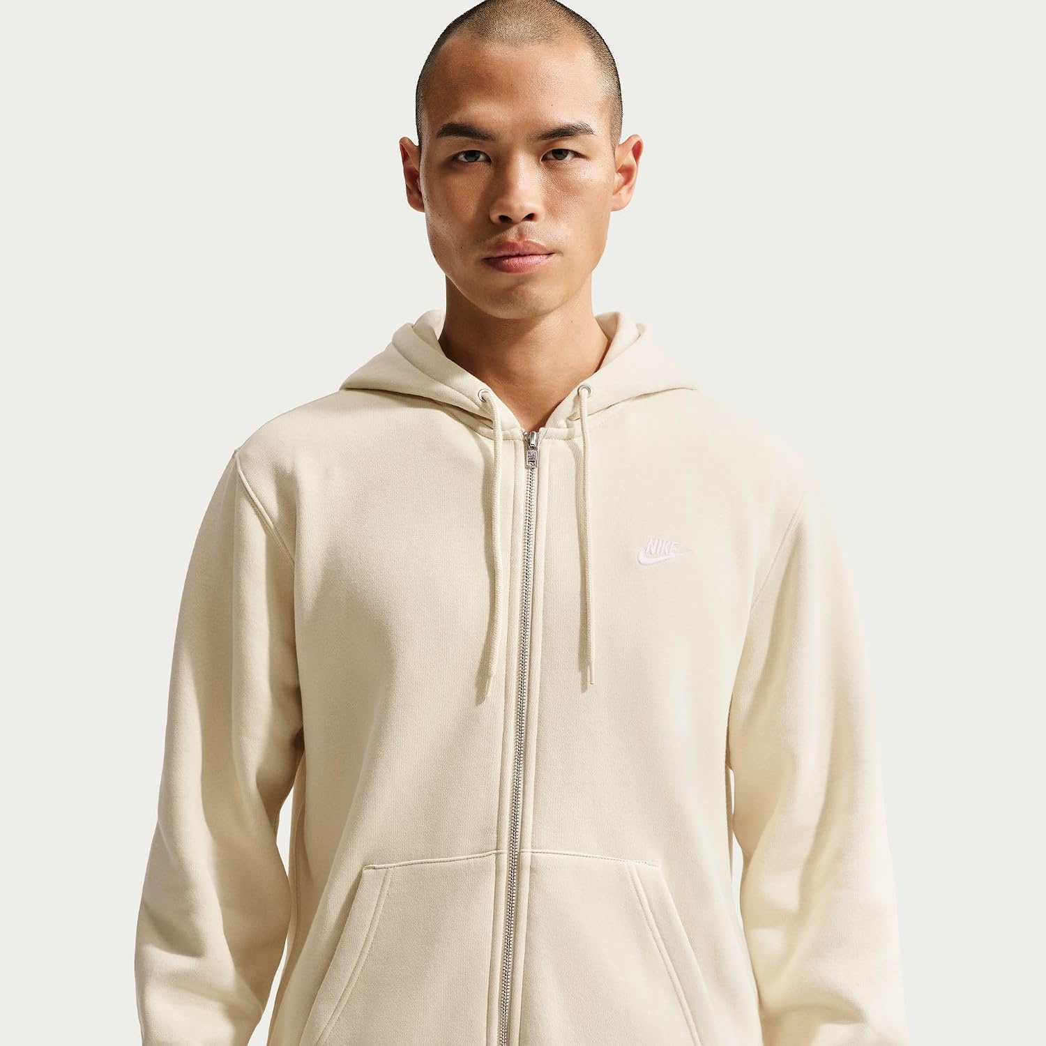 image:imageNike Mens Club Fullzip Fleece HoodieLight KhakiLight KhakiWhite