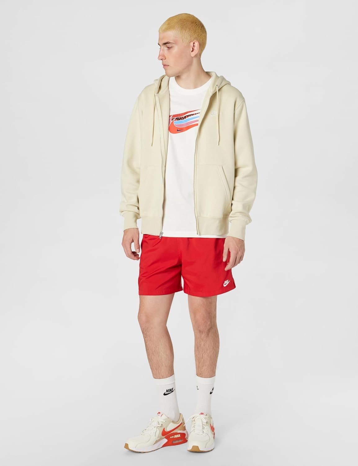 image:imageNike Mens Club Fullzip Fleece HoodieLight KhakiLight KhakiWhite