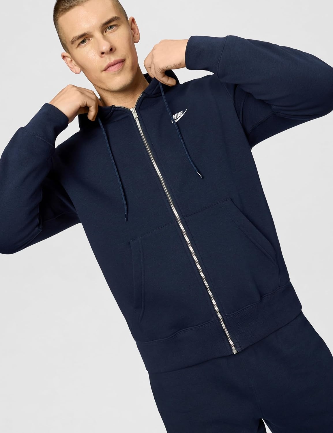image:imageNike Mens Club Fullzip Fleece HoodieObsidianObsidianWhite