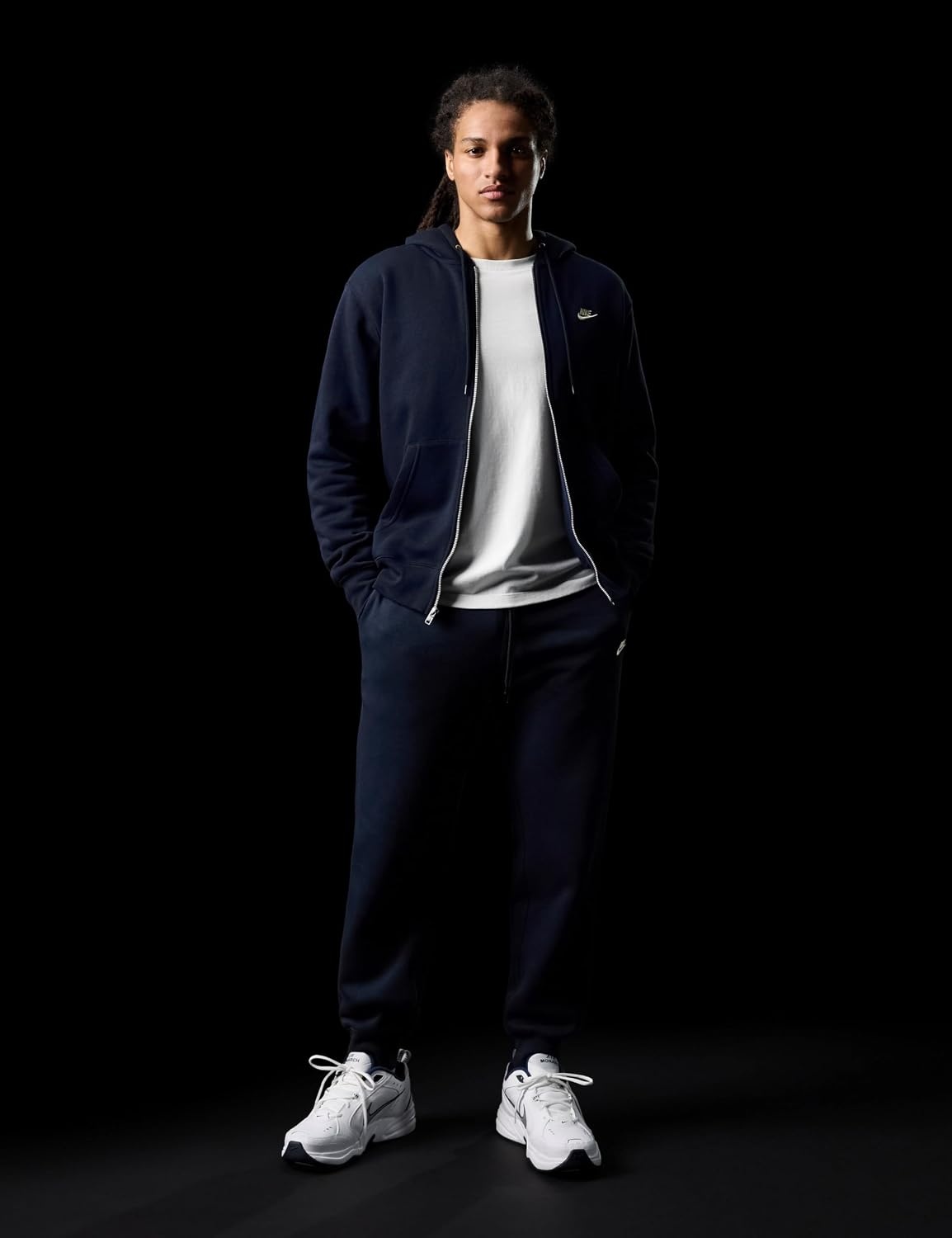 image:imageNike Mens Club Fullzip Fleece HoodieObsidianObsidianWhite