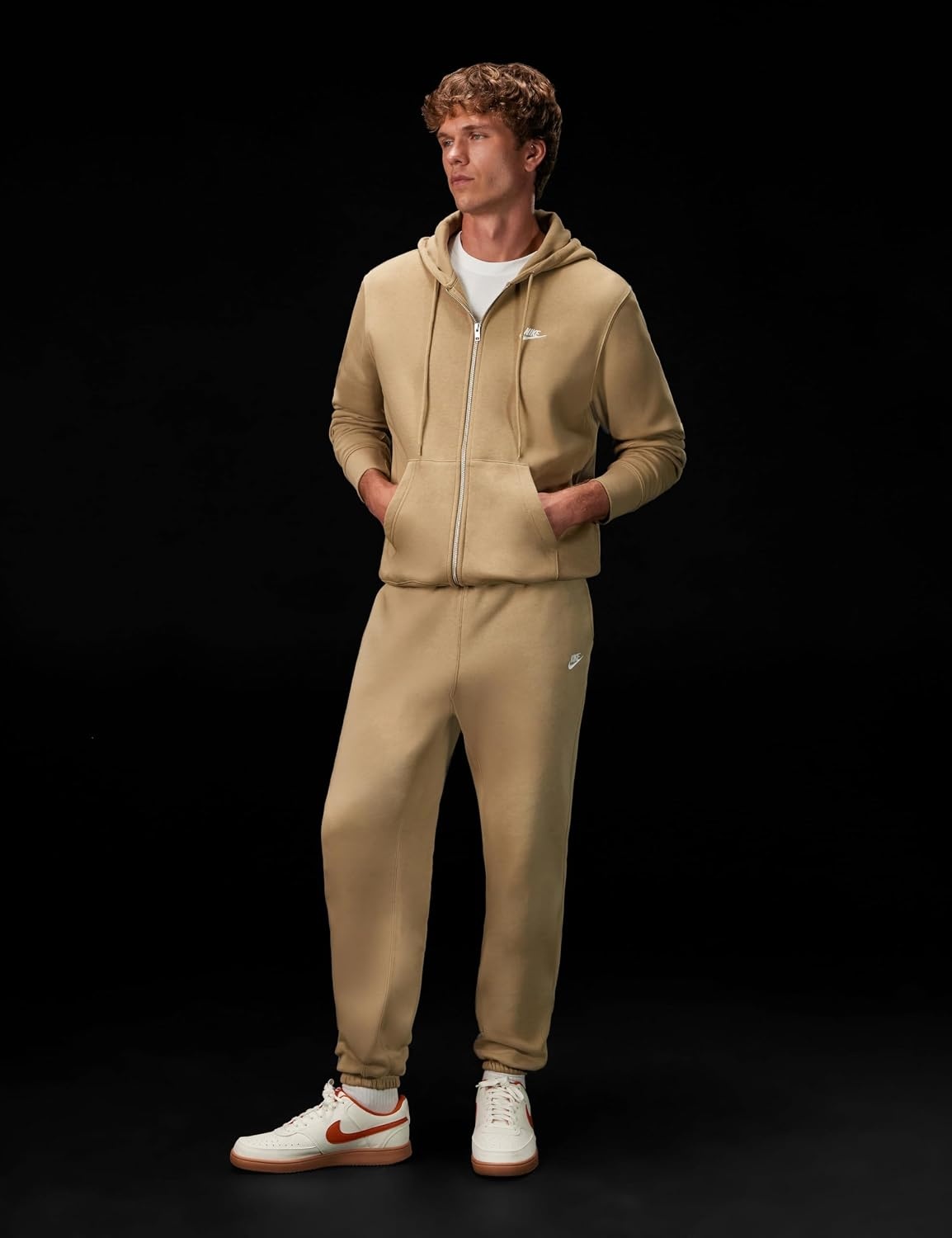 image:imageNike Mens Club Fullzip Fleece HoodieParachute BeigeParachute BeigeWhite