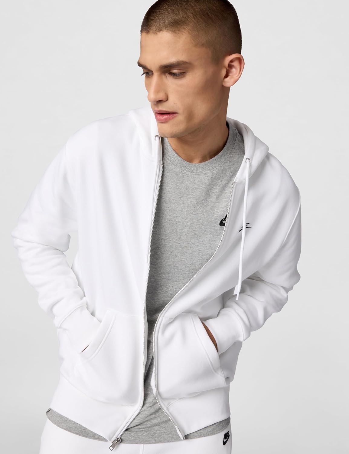 image:imageNike Mens Club Fullzip Fleece HoodieWhiteWhiteBlack
