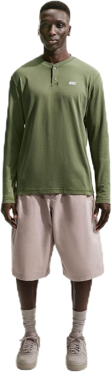 image:imageNike Mens Club Varsity Long Sleeve TopMedium OliveWhite
