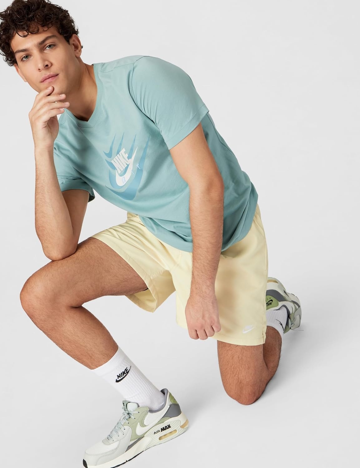 image:imageNike Mens Club Woven Flow ShortsLight KhakiWhite