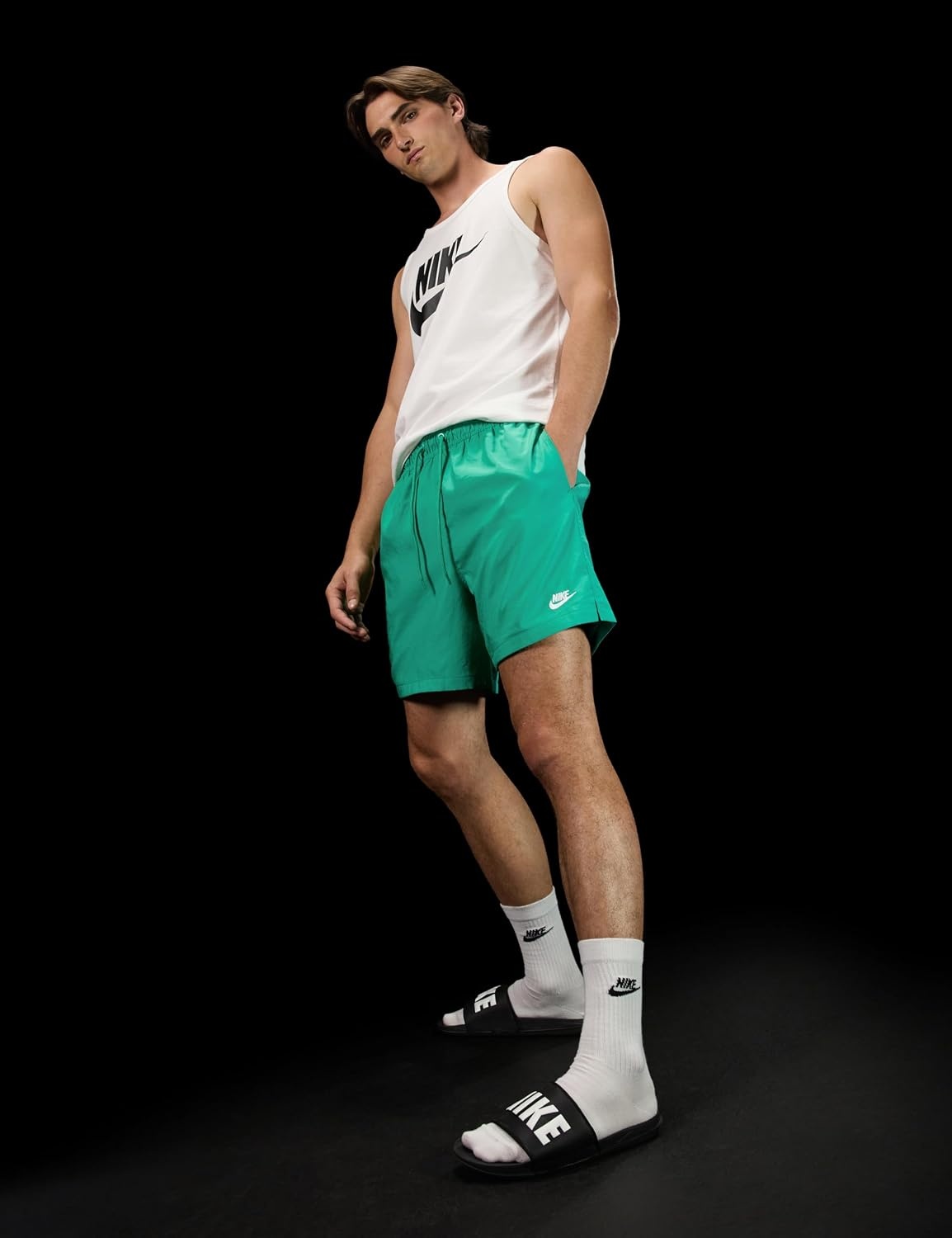 image:imageNike Mens Club Woven Flow ShortsStadium GreenWhite