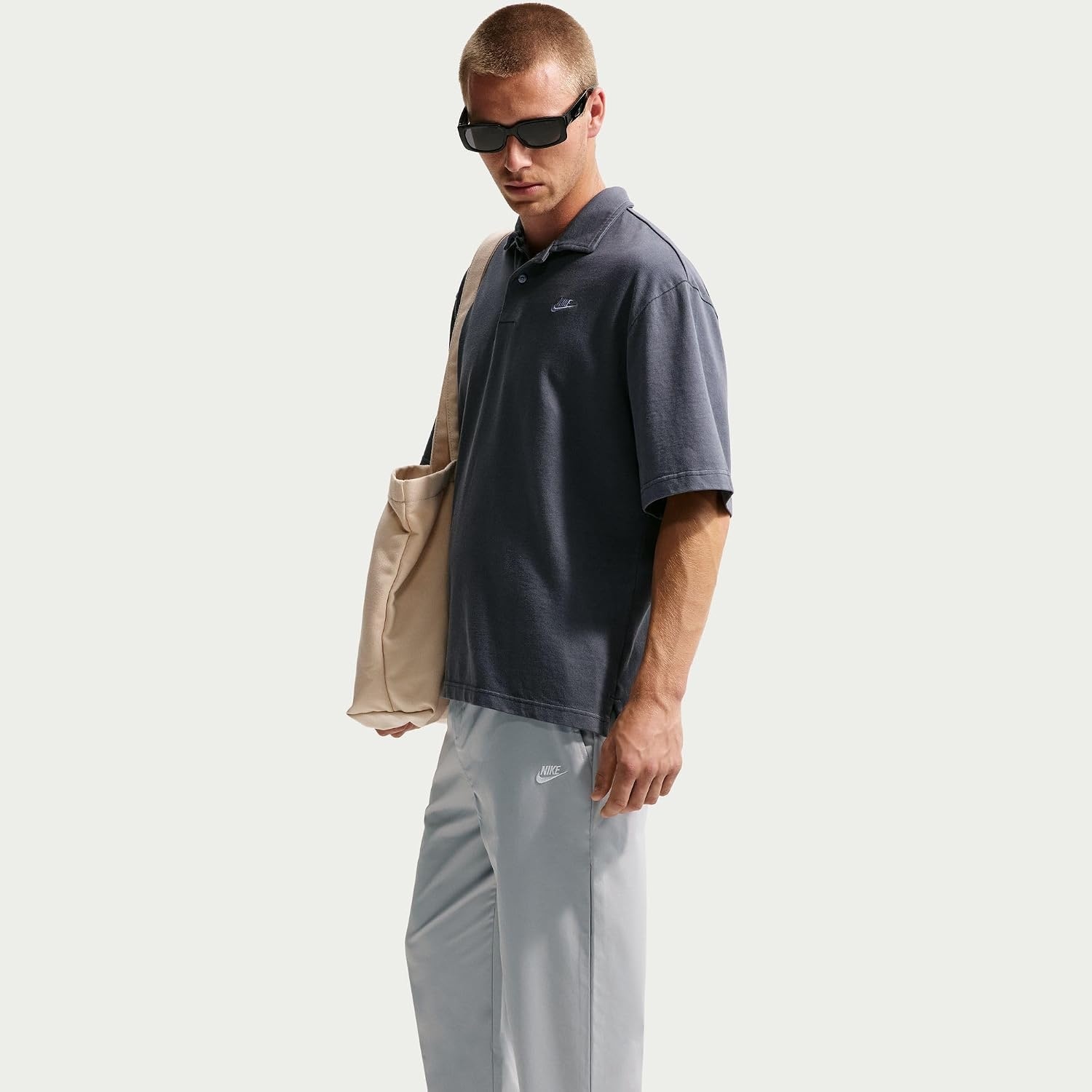 image:imageNike Mens Club Woven Tapered PantsLight Smoke GreyWhite