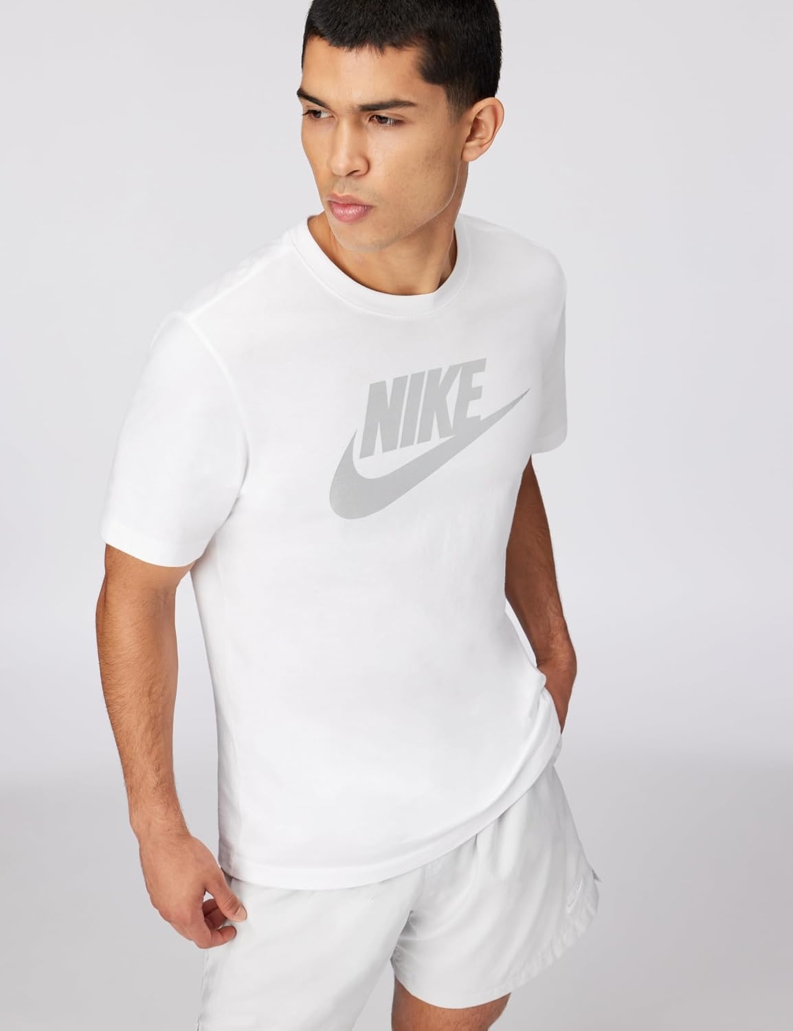 image:imageNike Mens Logo Sportswear TShirtWhiteMetallic Silver
