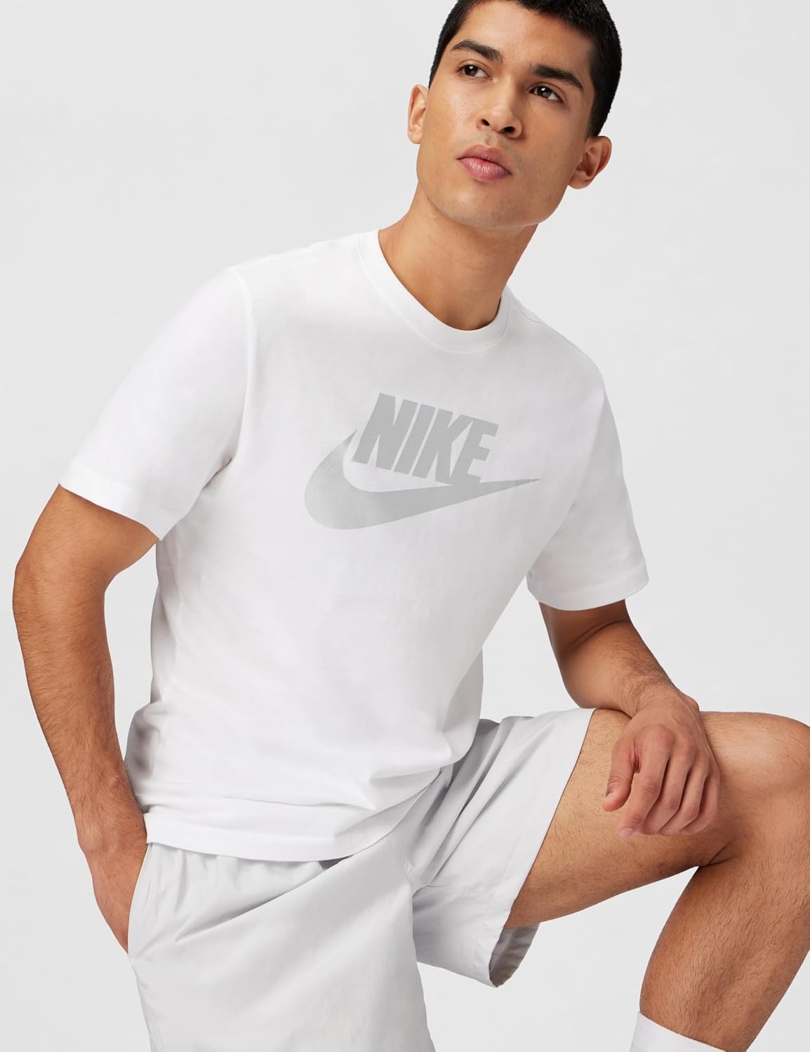 image:imageNike Mens Logo Sportswear TShirtWhiteMetallic Silver