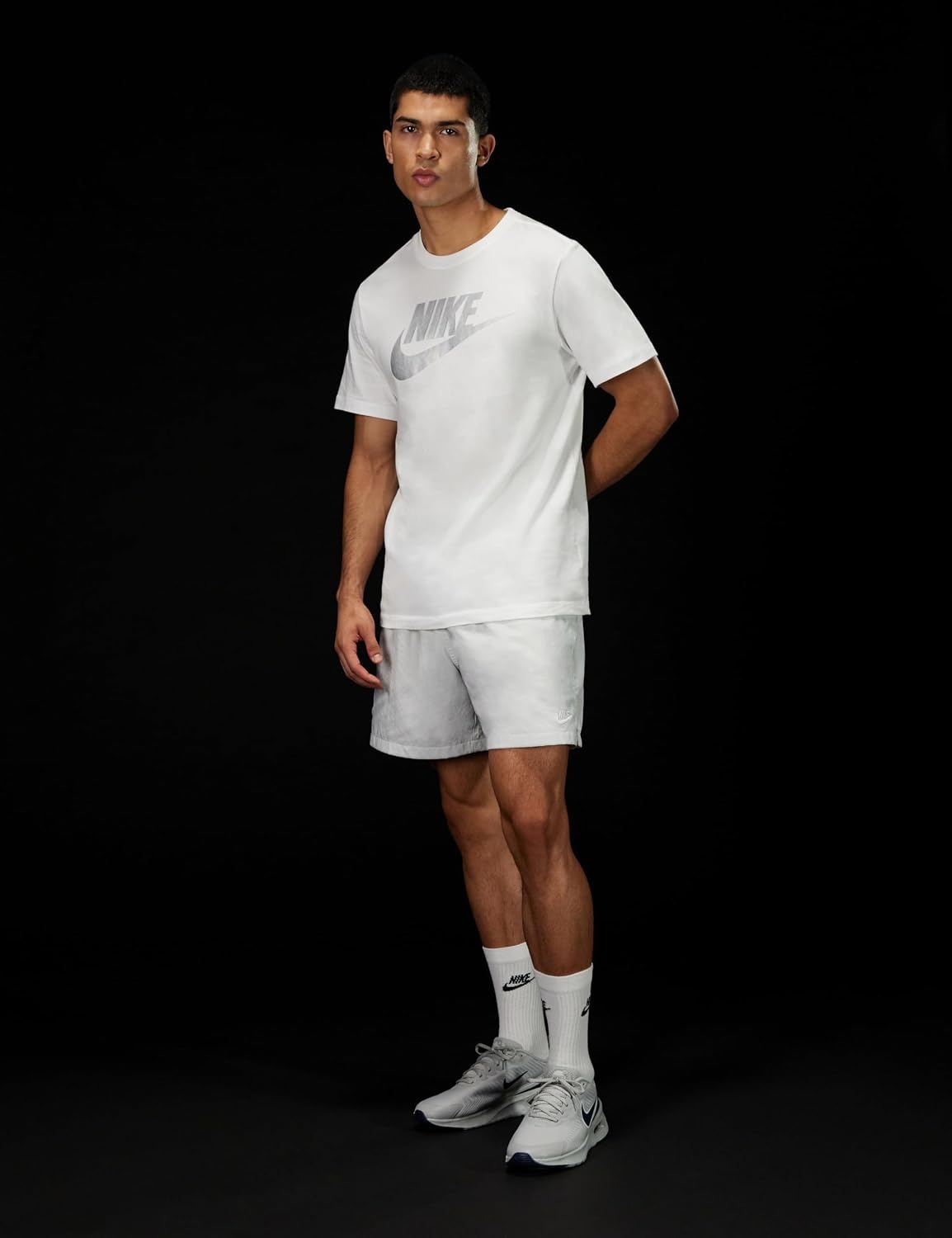image:imageNike Mens Logo Sportswear TShirtWhiteMetallic Silver
