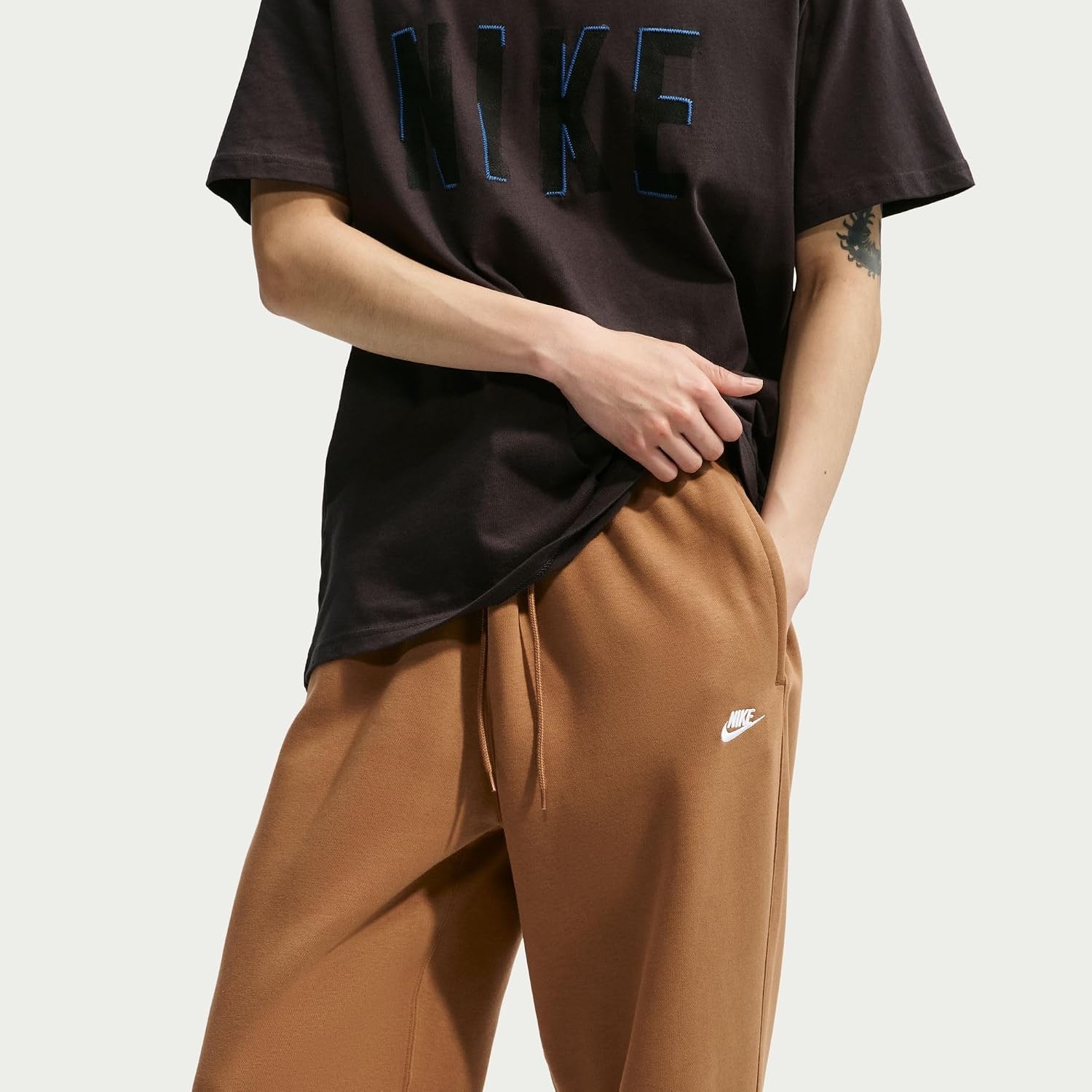 image:imageNike Mens Sportswear Club Fleece Bungee PantsAle BrownAle BrownWhite