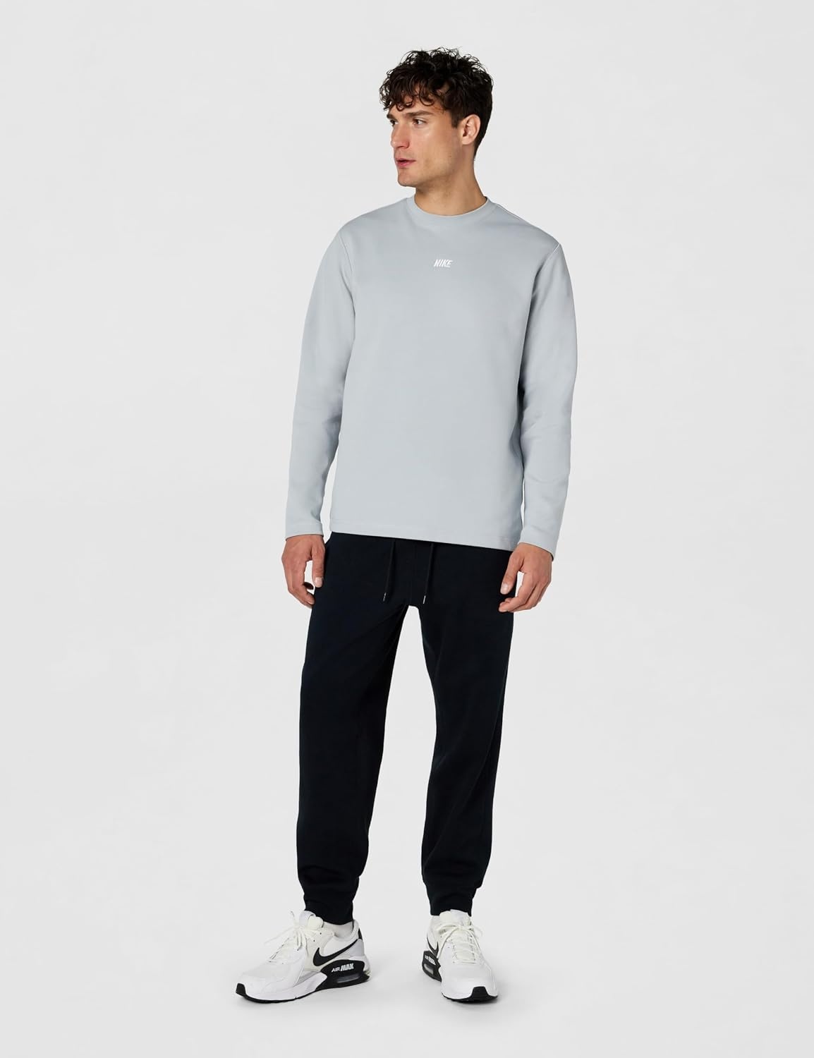 image:imageNike Mens Sportswear Club LongSleeve Varsity CrewLight Smoke GreyWhite
