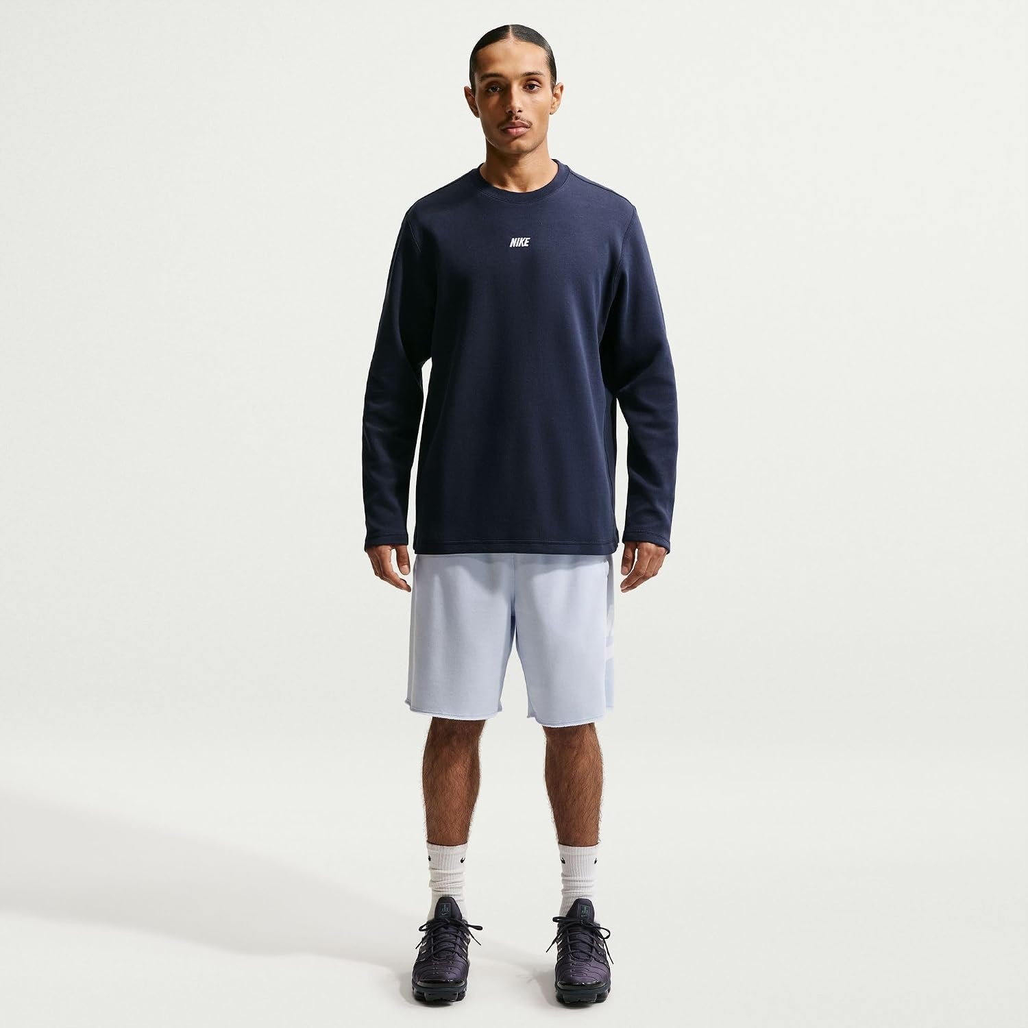 image:imageNike Mens Sportswear Club LongSleeve Varsity CrewObsidianWhite