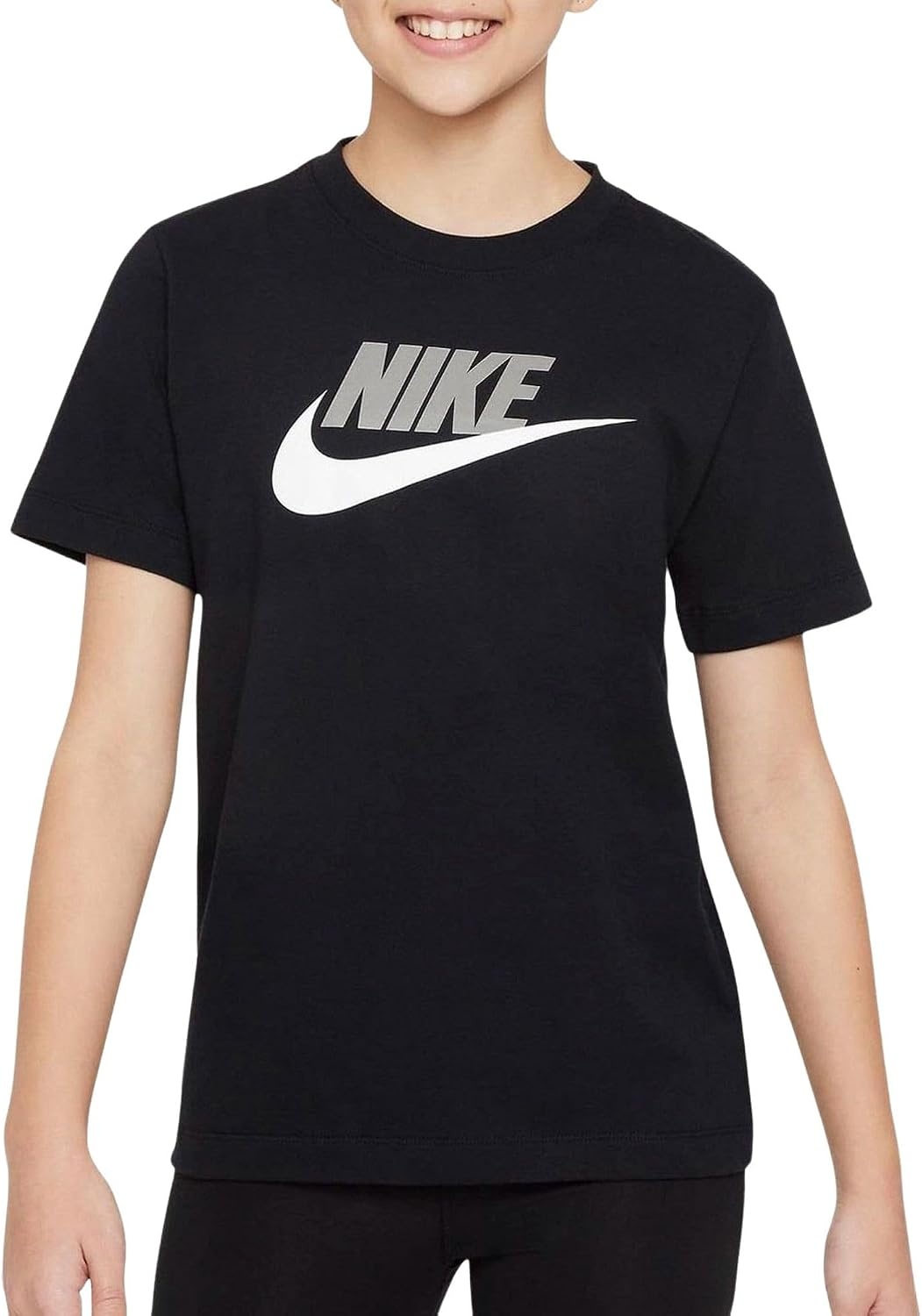 image:imageNike Unisex Big Kids Sportswear Club TShirt Large Swoosh Logo Boys and GirlsBlack