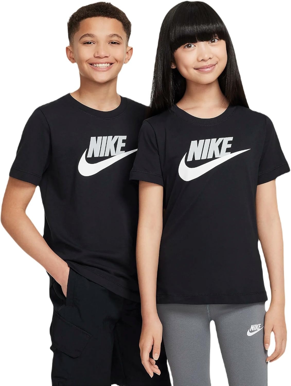 image:imageNike Unisex Big Kids Sportswear Club TShirt Large Swoosh Logo Boys and GirlsBlack