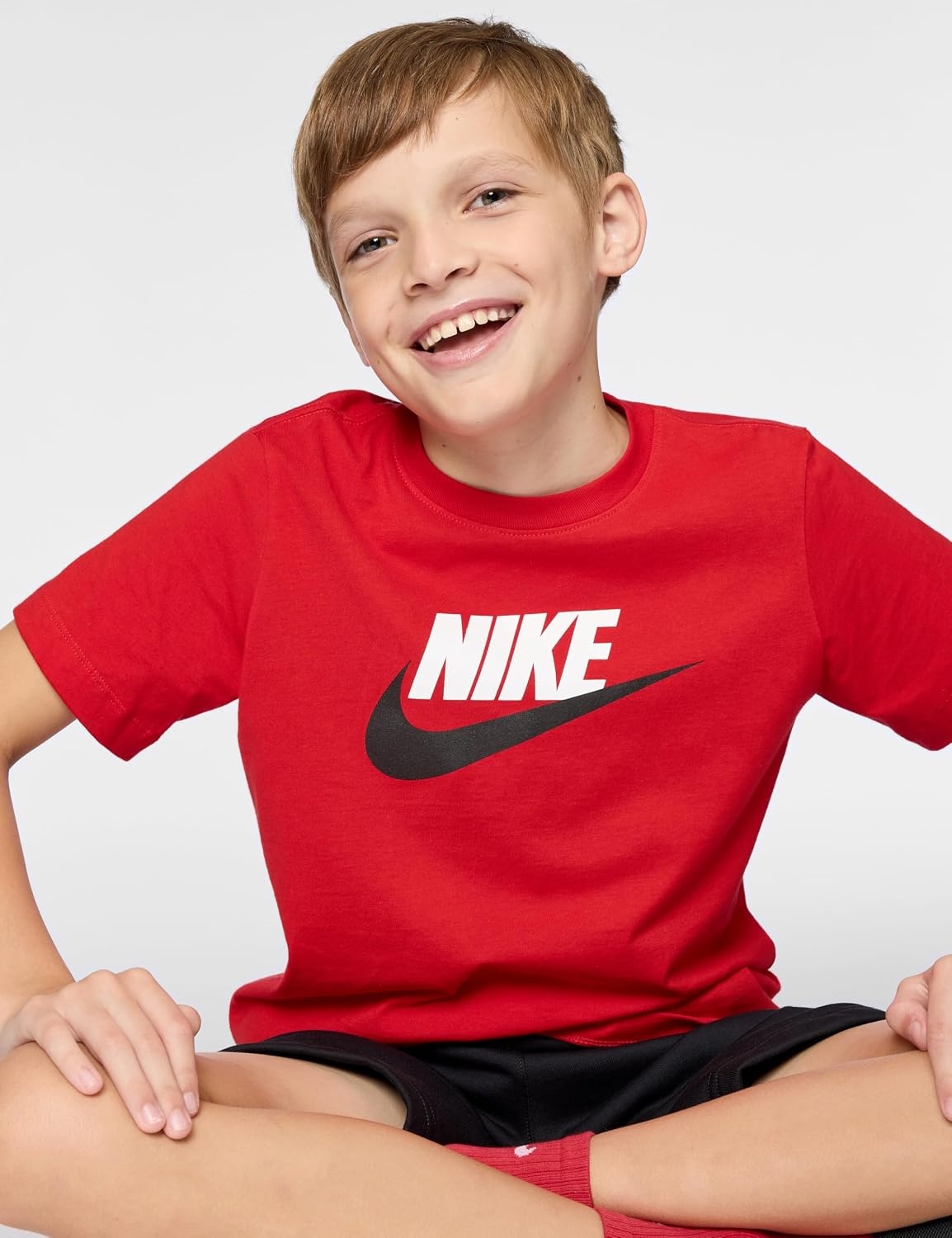 image:imageNike Unisex Big Kids Sportswear Club TShirt Large Swoosh Logo Boys and GirlsUniversity Red