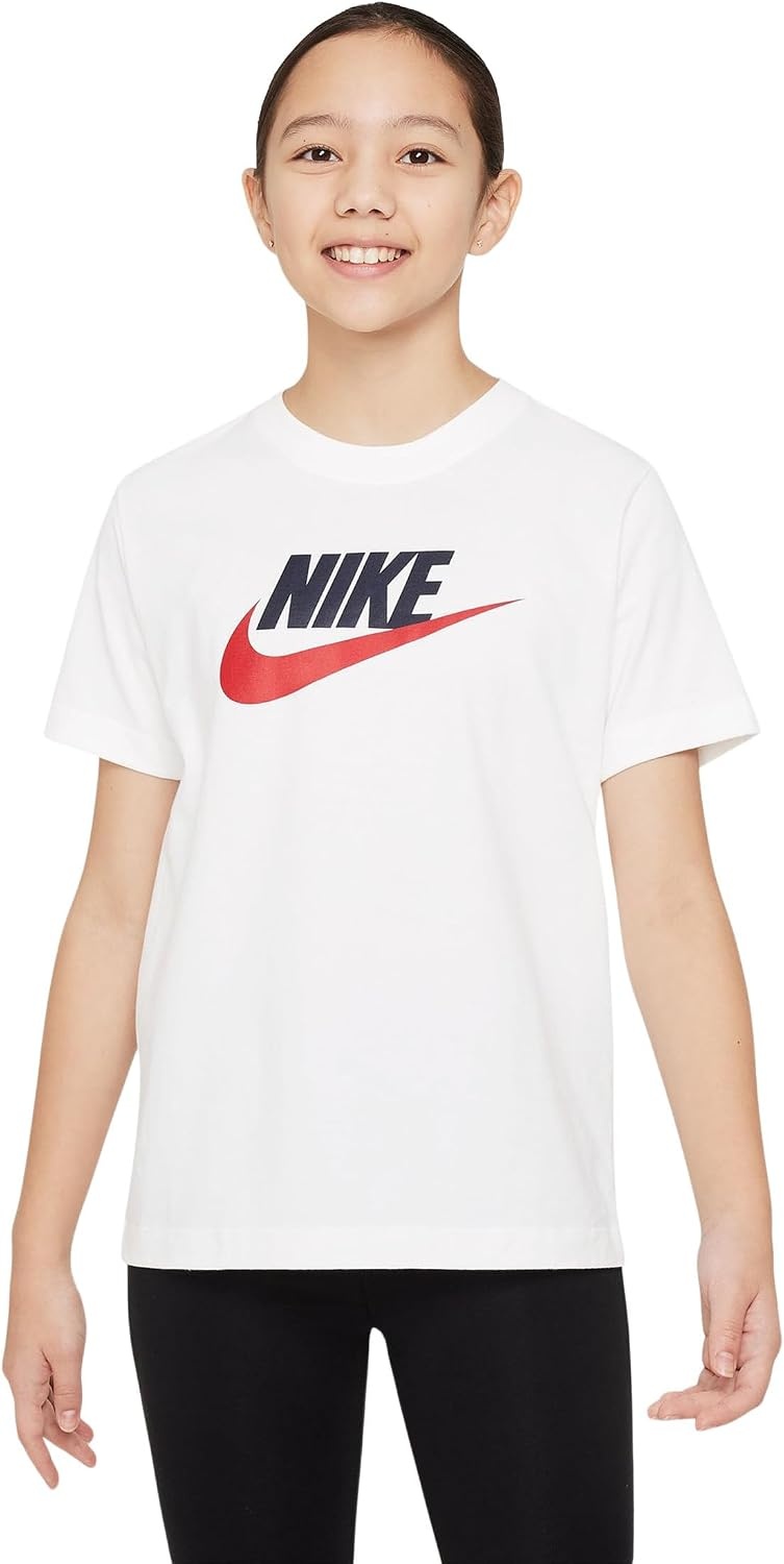 image:imageNike Unisex Big Kids Sportswear Club TShirt Large Swoosh Logo Boys and GirlsWhite