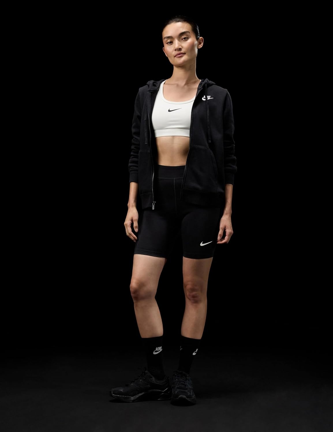 image:imageNike Womens Sportswear Club Fleece FullZip HoodieBlackWhite
