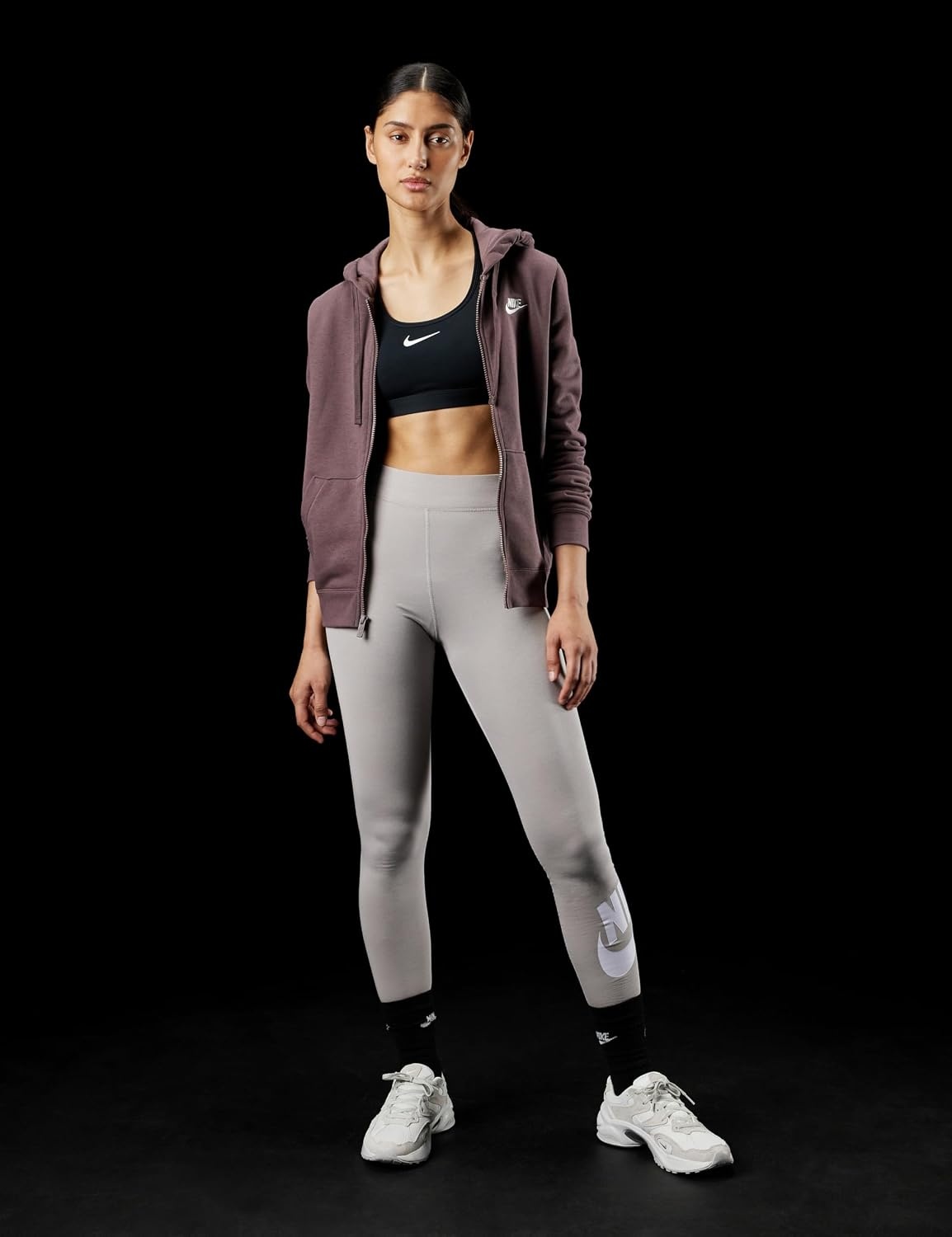 image:imageNike Womens Sportswear Club Fleece FullZip HoodieTattooWhite
