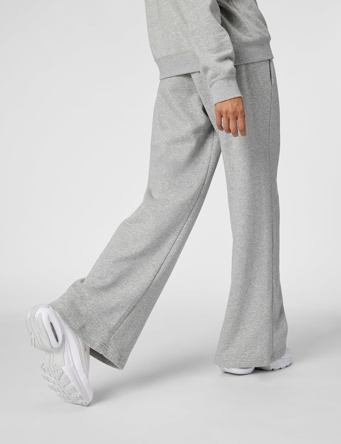 image:imageNike Womens Sportswear Club Fleece MidRise WideLeg SweatpantsDark Grey HeatherWhite