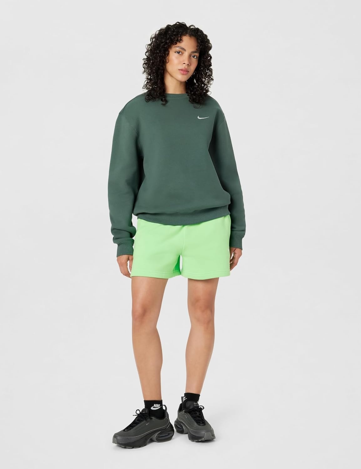 image:imageNike Womens Studio Fleece Crewneck SweatshirtCamo GreenSail