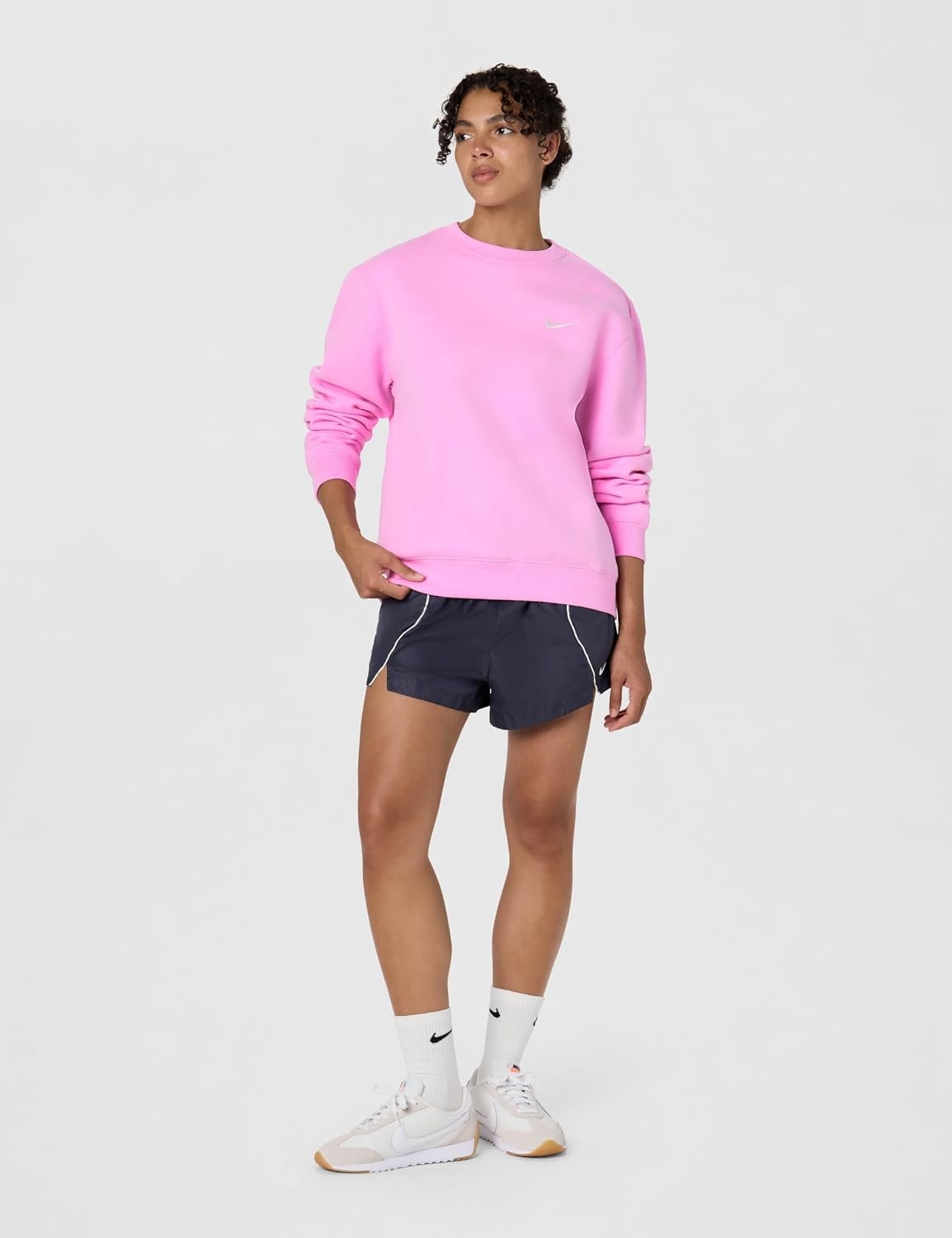 image:imageNike Womens Studio Fleece Crewneck SweatshirtPink RiseSail