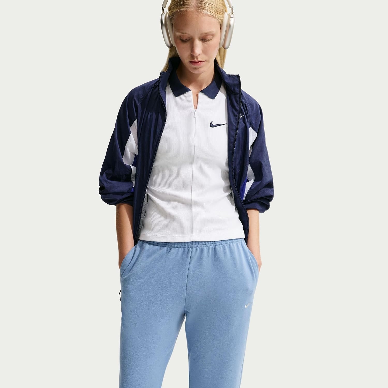 image:imageNike Womens Studio Fleece MidRise Cuff PantsWork BlueSail