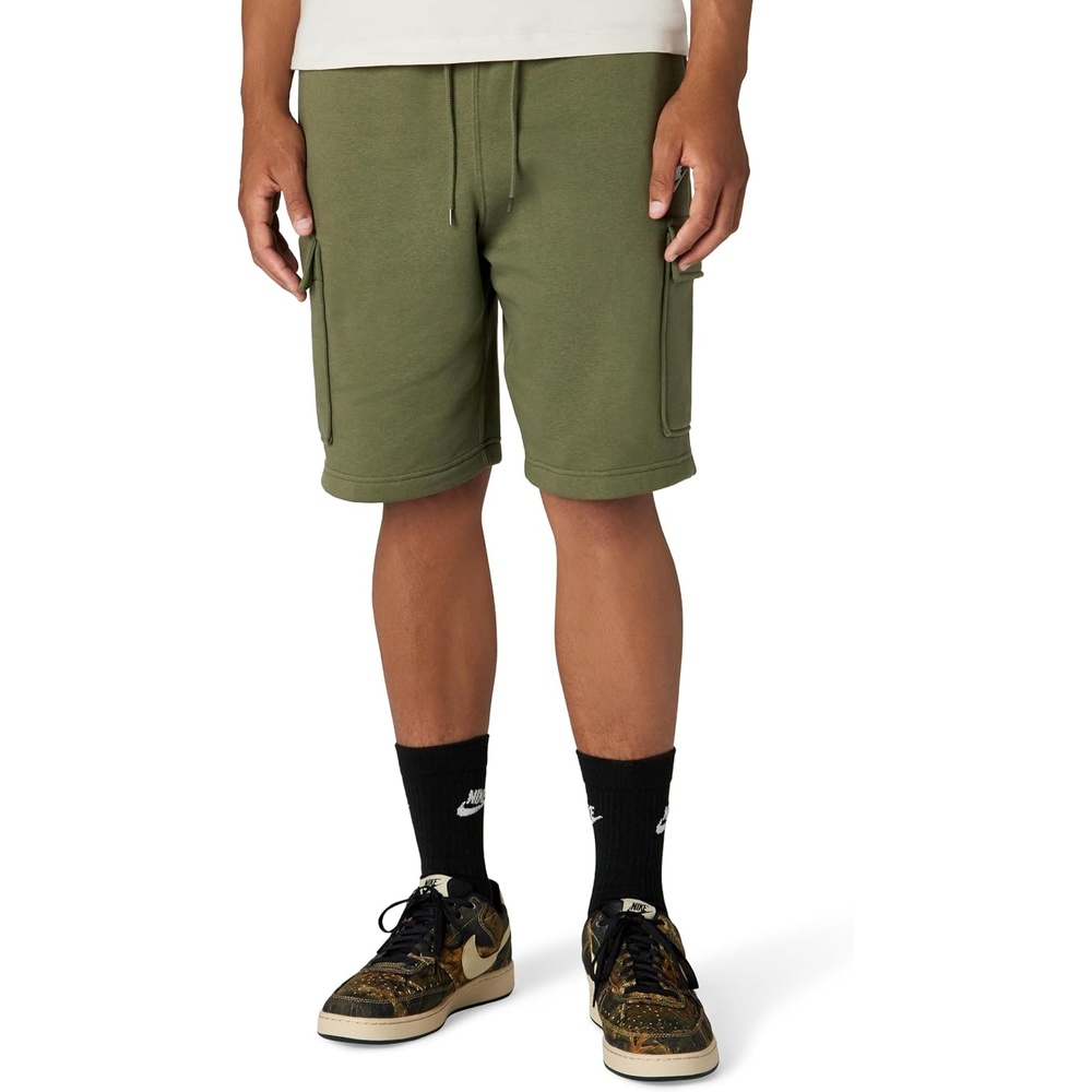 image:imageNike Mens Club Brushed Fleece Cargo ShortsMedium OliveMedium OliveWhite