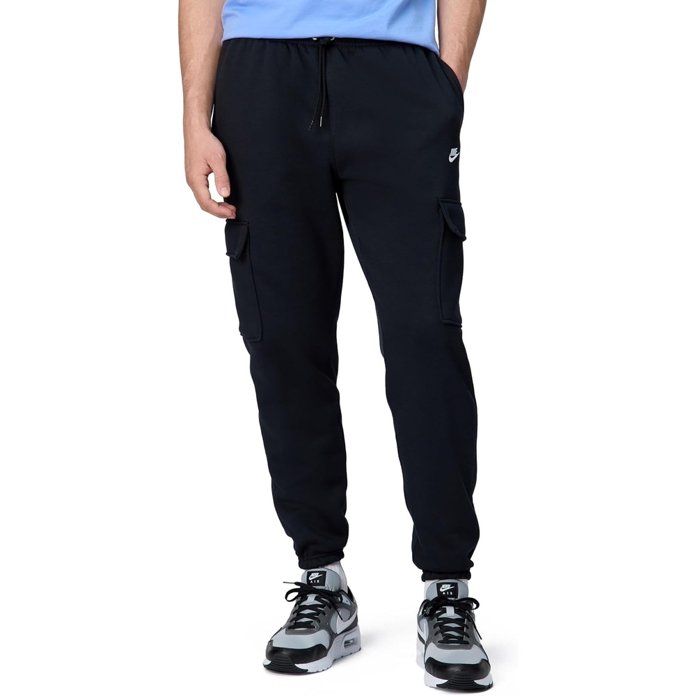 image:imageNike Mens Club Fleece Cargo PantsBlackBlackWhite