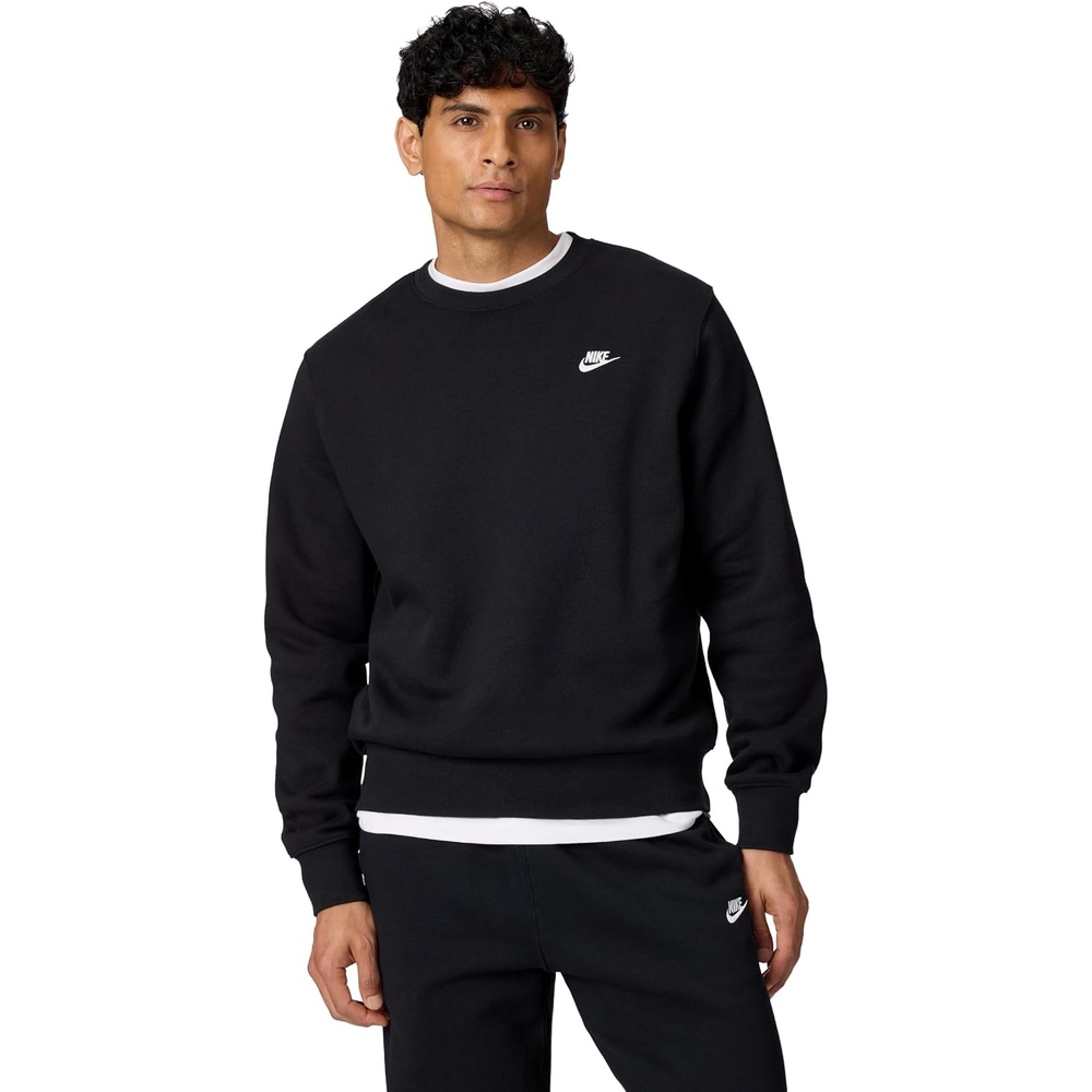 image:imageNike Mens Club Fleece Crew SweatshirtBlackWhite
