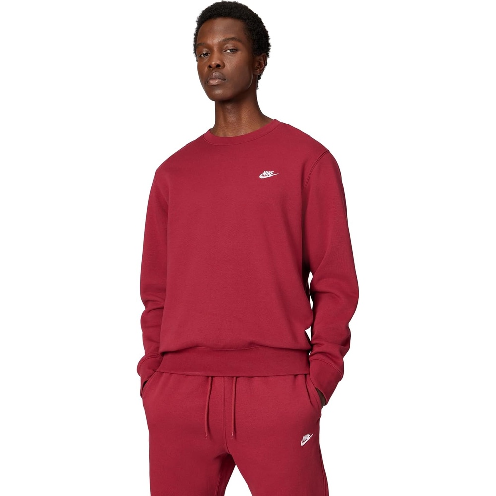 image:imageNike Mens Club Fleece Crew SweatshirtTeam CrimsonWhite