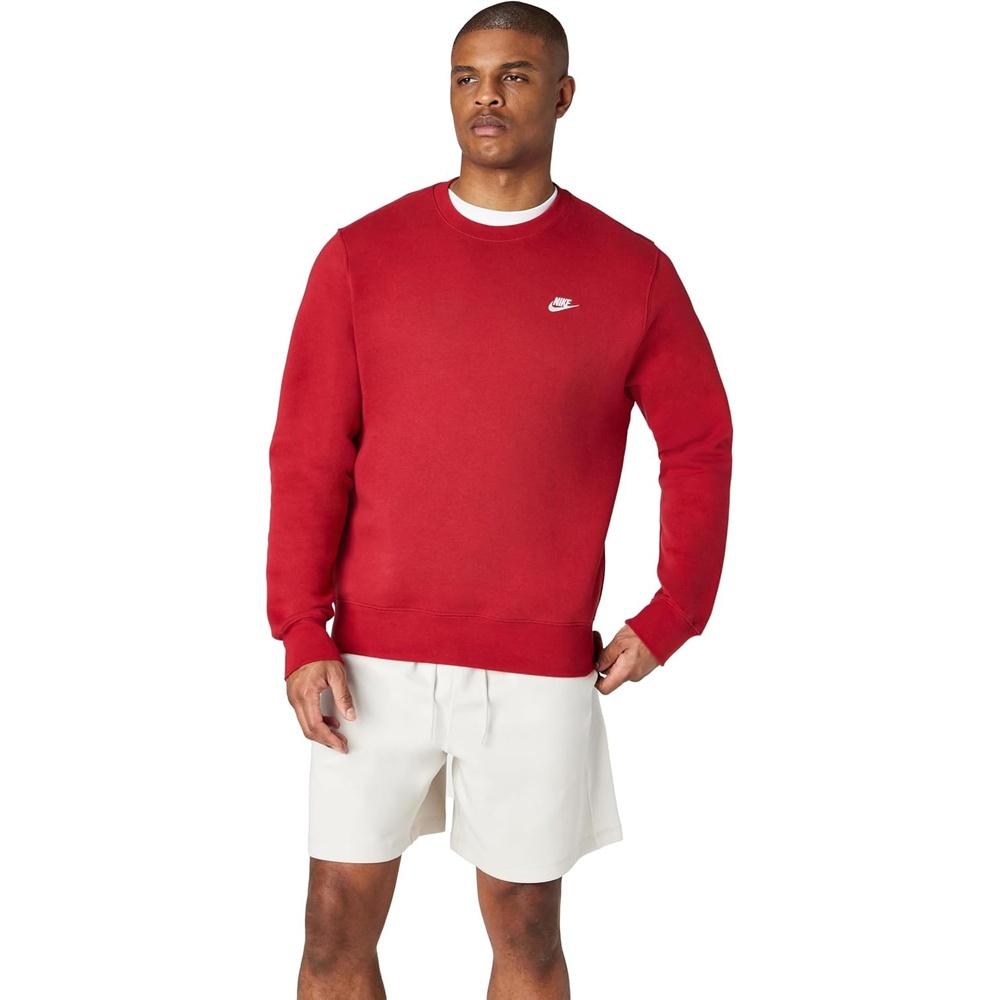 image:imageNike Mens Club Fleece Crew SweatshirtTough RedWhite