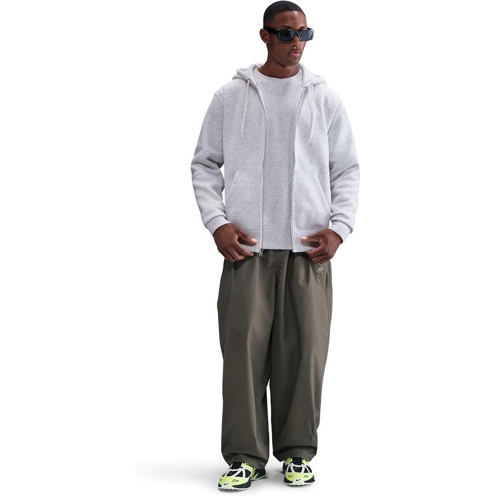image:imageNike Mens Club Fullzip Fleece HoodieBirch HeatherWhiteWhite