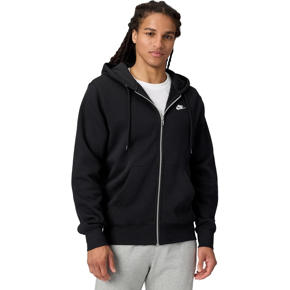 image:imageNike Mens Club Fullzip Fleece HoodieBlackBlackWhite