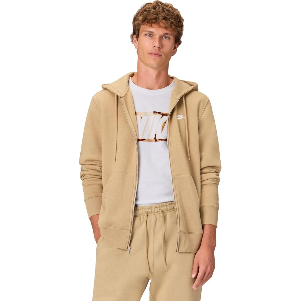 image:imageNike Mens Club Fullzip Fleece HoodieParachute BeigeParachute BeigeWhite