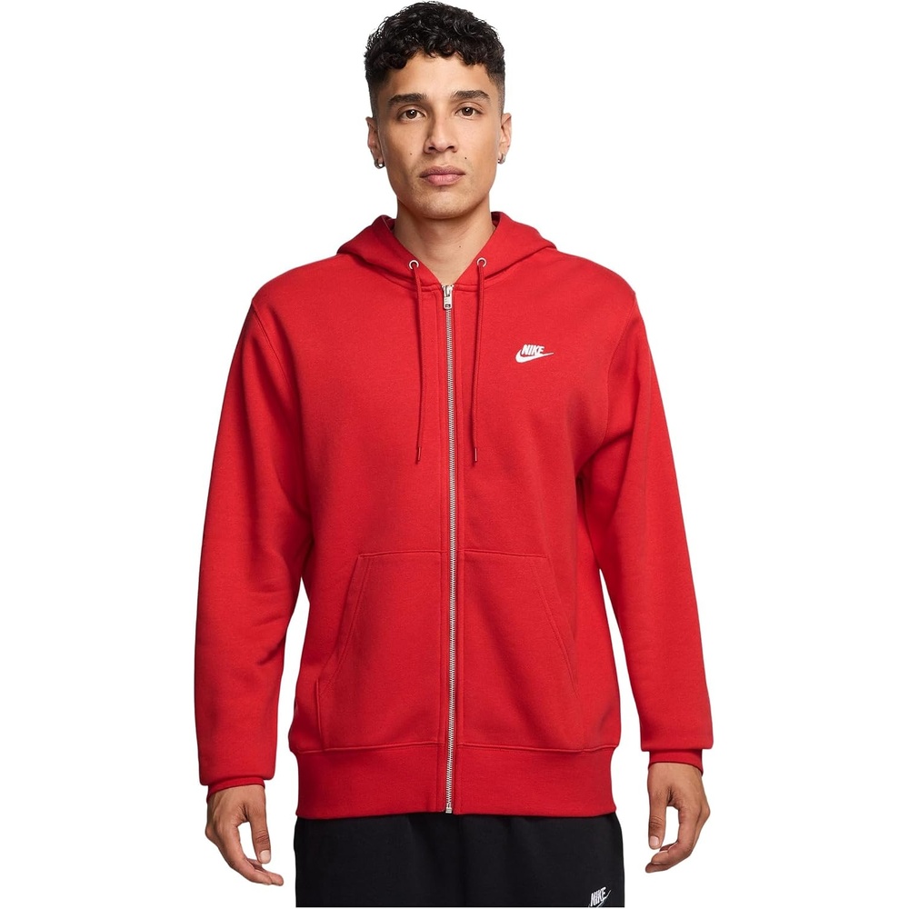 image:imageNike Mens Club Fullzip Fleece HoodieUniversity RedUniversity RedWhite