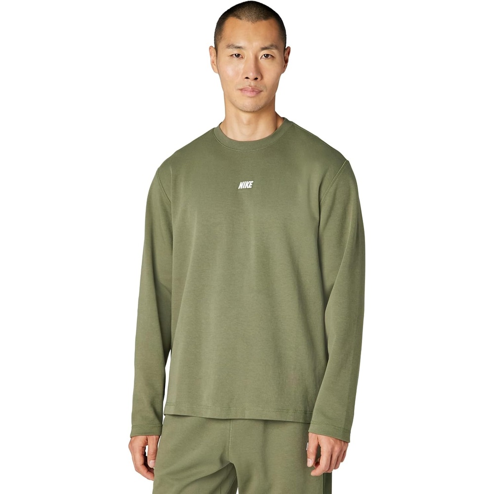 image:imageNike Mens Sportswear Club LongSleeve Varsity CrewMedium OliveWhite