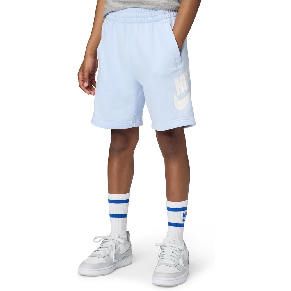 image:imageNike Unisex Big Kids Sportswear Club Fleece French Terry Shorts Big Logo Boys and GirlsHydrogen BlueWhite