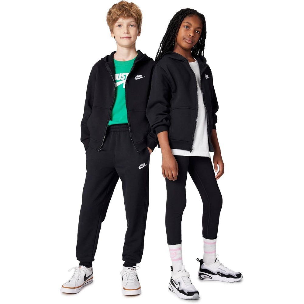 image:imageNike Unisex Big Kids Sportswear Club Fleece FullZip Hoodie Boys and Girls SweatshirtBlackWhite